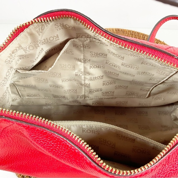 Michael Kors Red Leather Shoulder Bag Studded New Purse Hobo - Picture 5 of 6